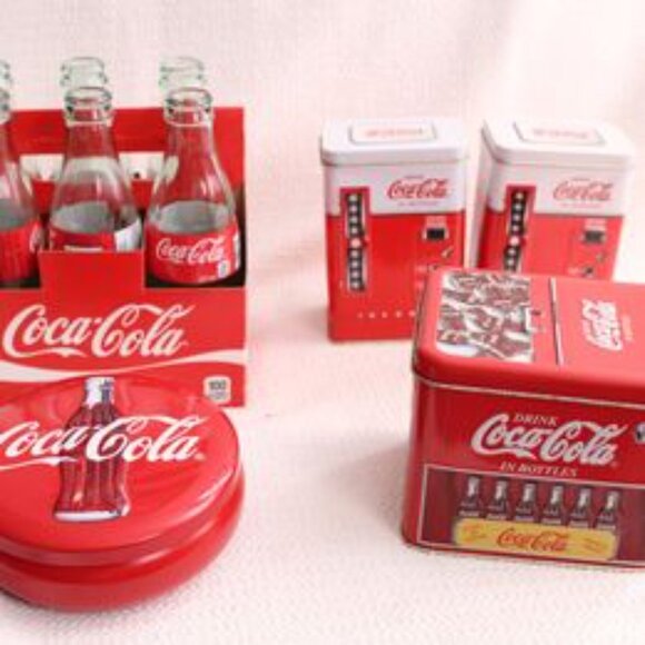 Coca Cola Tin and Bottle Lot - Picture 2 of 2